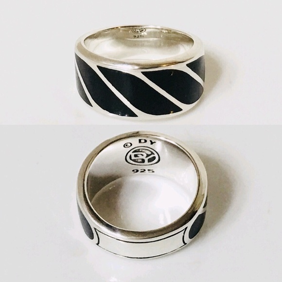 David Yurman Sterling Black Onyx Graphic Band Ring - Picture 3 of 7